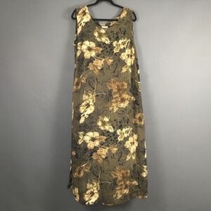 CLIO II Women's 1X Maxi Dress Floral Print Sleeveless 100% Rayon Made in USA
